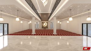 Desain interior masjid modern oleh Mr. Umar dari Jasa Arsitek Creative Indo.