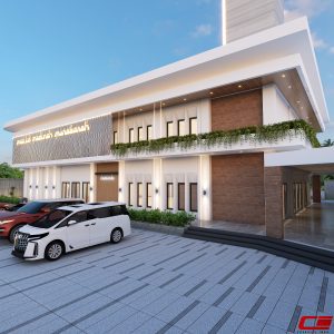 Desain masjid modern 2 lantai oleh Mr. Umar dari Jasa Arsitek Creative Indo.