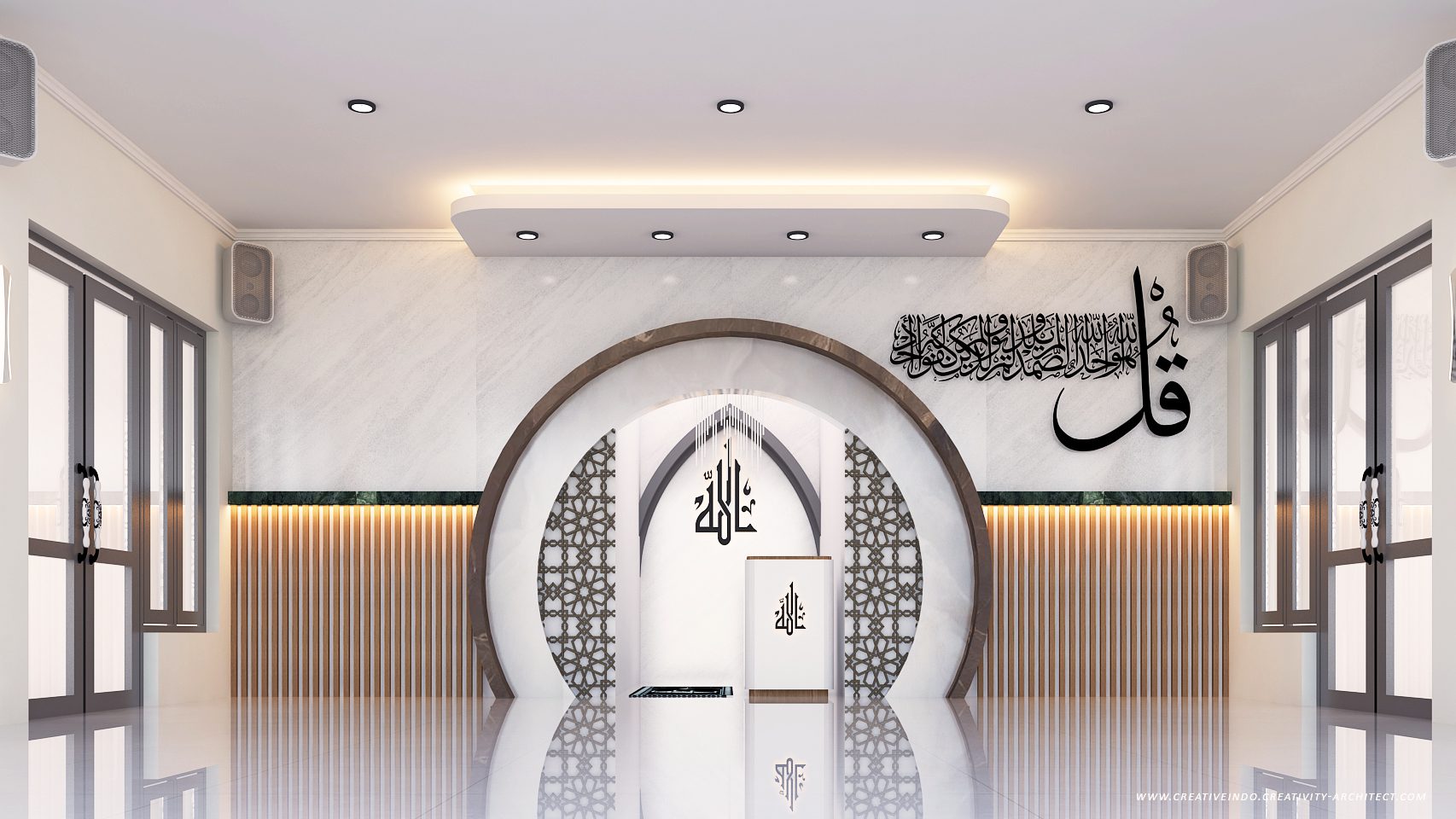 Desain Interior Mihrab Masjid Modern oleh Mr. Umar dari Jasa Arsitek Profesional Creative Indo.
