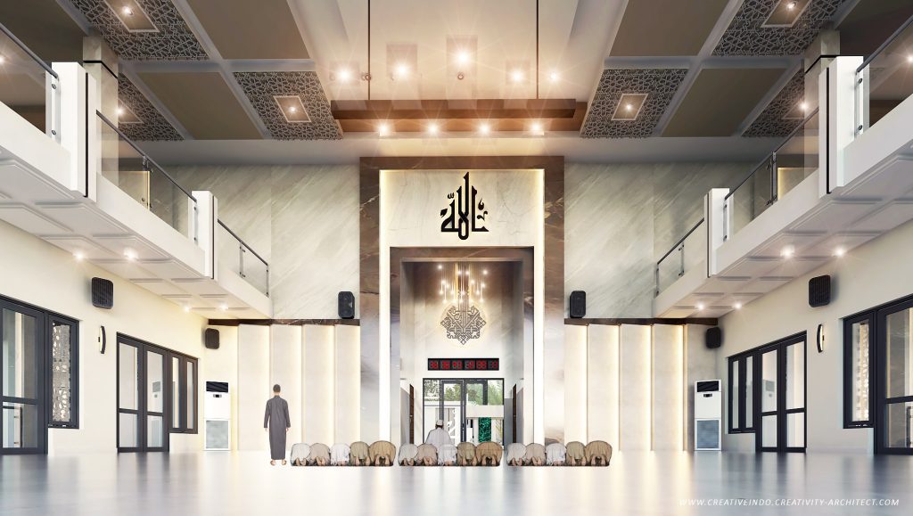 Desain Interior Masjid Modern oleh Mr. Umar dari Jasa Arsitek Profesional Creative Indo.