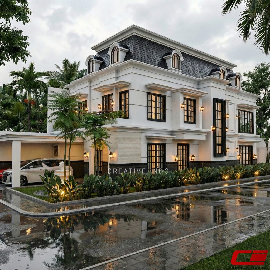 Desain Rumah Klasik Modern 2 Lantai 0001 oleh CV Creative Indo Arsitek