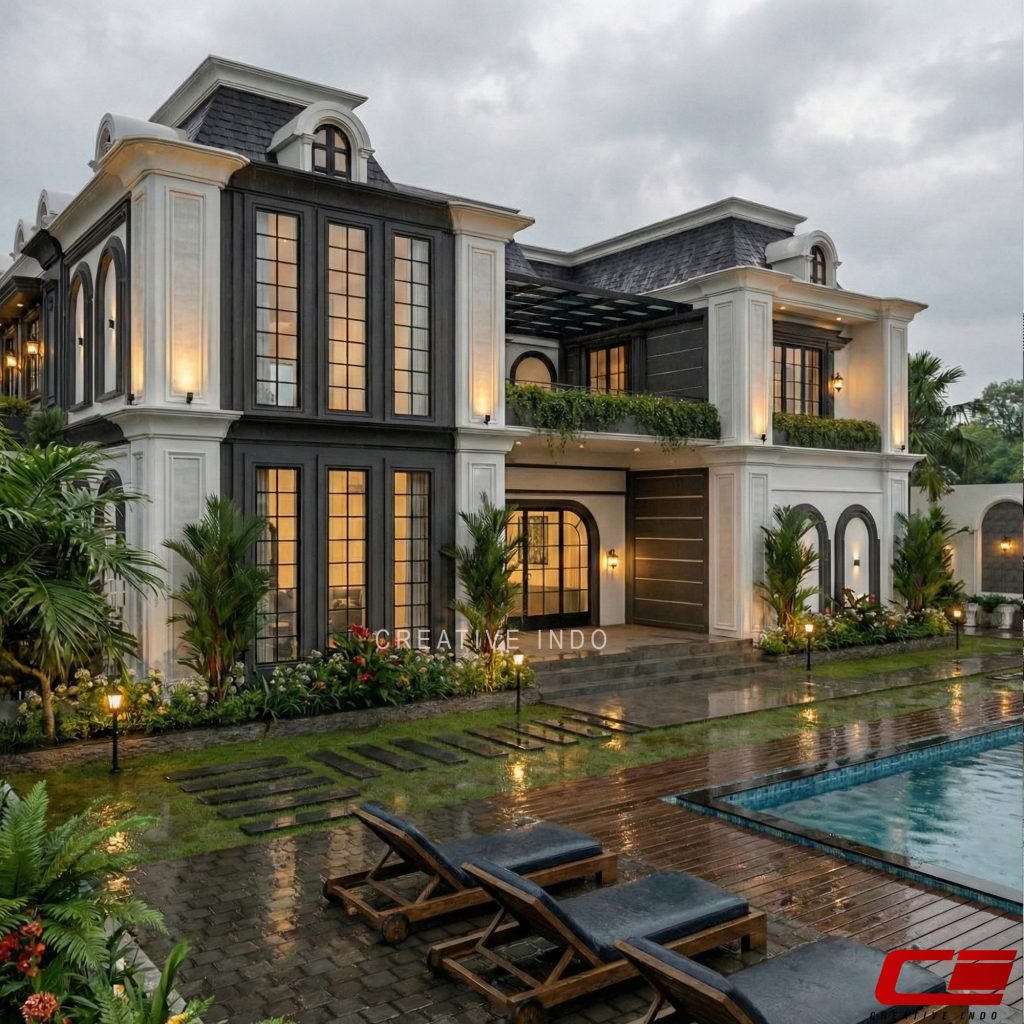 Desain Rumah Klasik Modern 2 Lantai 0023 oleh CV Creative Indo Arsitek