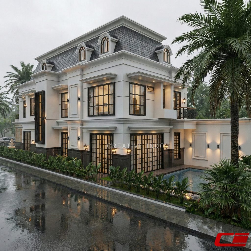 Desain Rumah Klasik Modern 2 Lantai 0004 oleh CV Creative Indo Arsitek