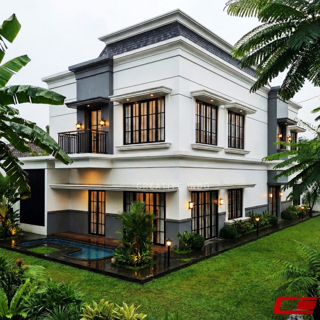 Desain Rumah Klasik Modern 2 Lantai 0007 oleh CV Creative Indo Arsitek