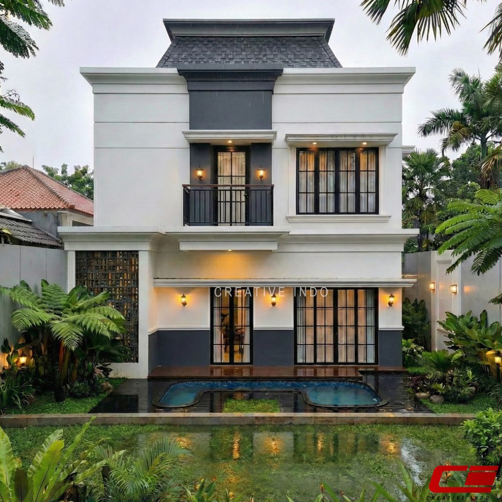 Desain Rumah Klasik Modern 2 Lantai 0008 oleh CV Creative Indo Arsitek