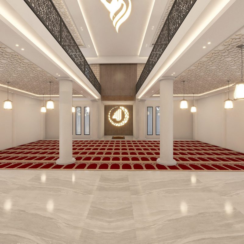 Desain interior masjid modern oleh Mr. Umar dari Jasa Arsitek Creative Indo.