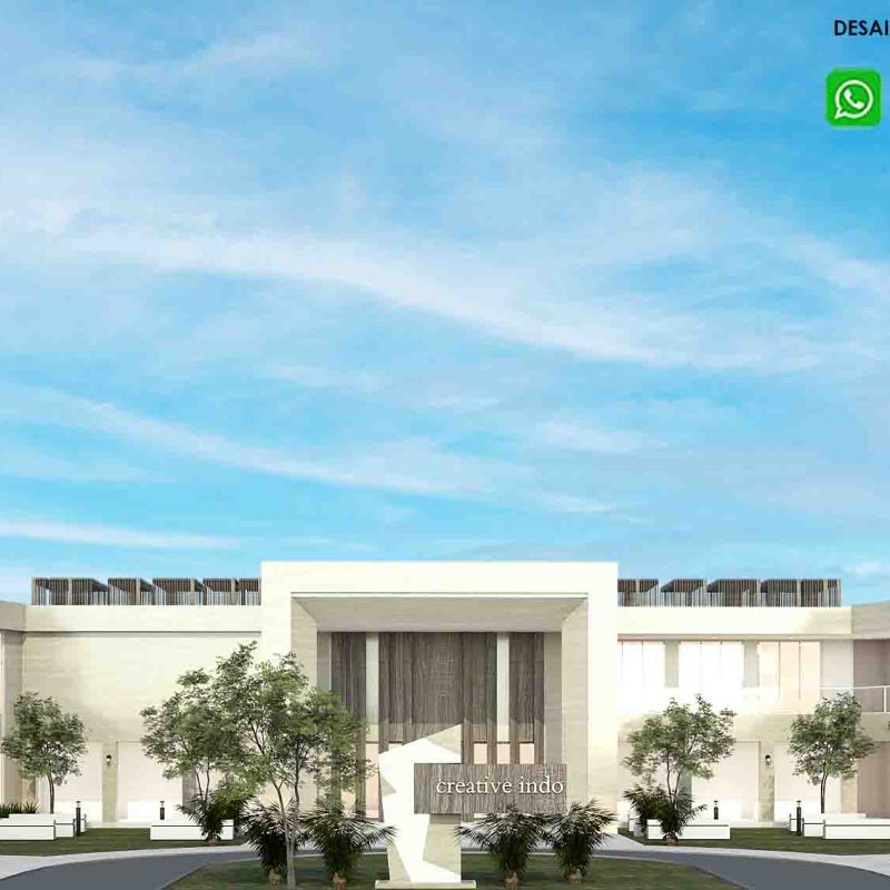 Desain sekolah modern tampak depan.