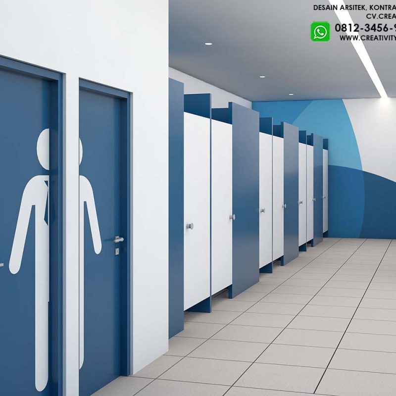 Desain sekolah modern toilet kamar mandi perempuan dan laki-laki.