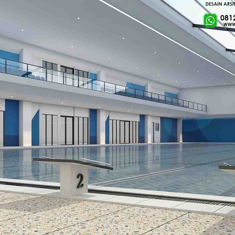 Desain kolam renang modern tempat olahraga sekolah