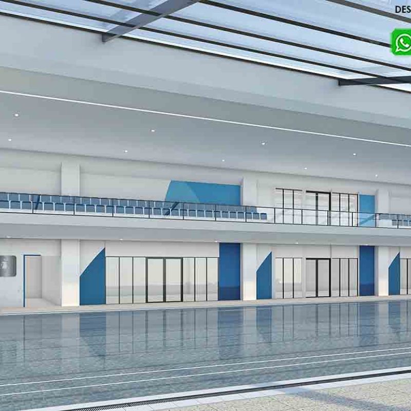 Desain sekolah modern kolam renang tempat olahraga