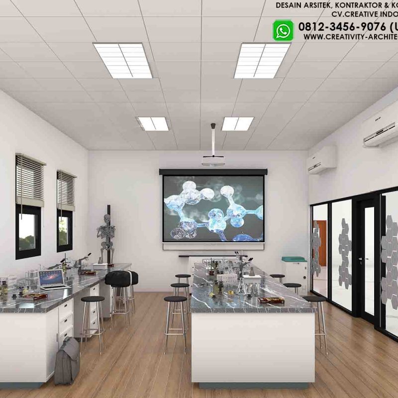 Desai sekolah ruang laboratorium modern