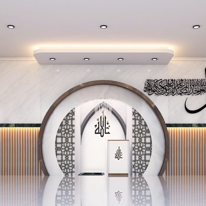 Desain Interior Mihrab Masjid Modern oleh Mr. Umar dari Jasa Arsitek Profesional Creative Indo.