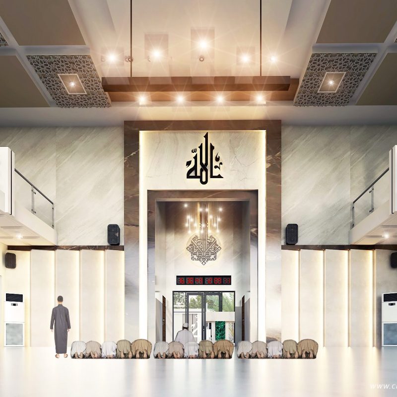 Desain Interior Masjid Modern oleh Mr. Umar dari Jasa Arsitek Profesional Creative Indo.